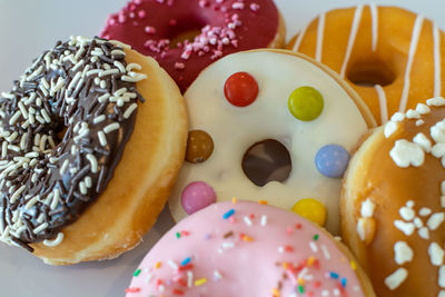 Close-up of donut cakes on table