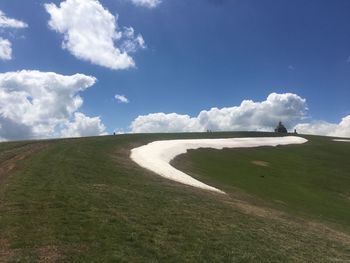 View of landscape against cloudy sky