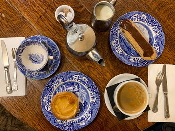 High angle view of coffee on table