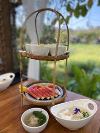 Close-up of food on table