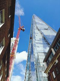 Low angle view of modern buildings against sky