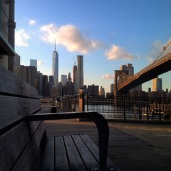 City skyline with river in background