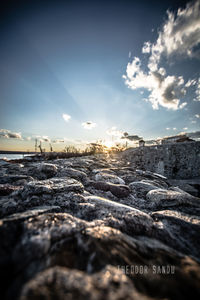 Surface level of land against sky during winter