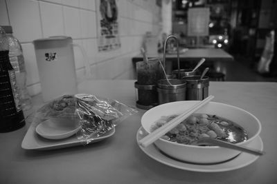 View of breakfast on table