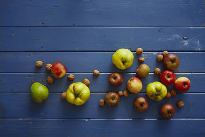 High angle view of fruits on table