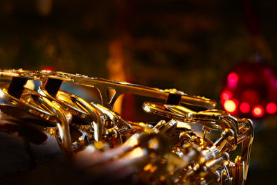 Close-up of hand on metallic structure