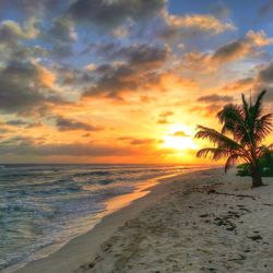 Scenic view of sunset over sea