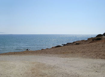 Scenic view of sea against clear sky