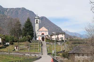 Maggia, switzerland, 12. april 2022, 100 steps to the church of san maurizio above the village
