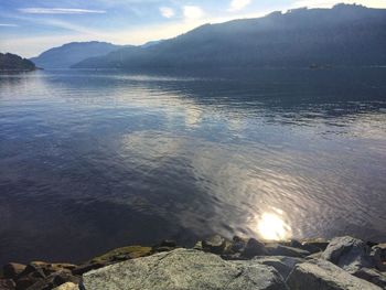 Scenic view of lake against sky