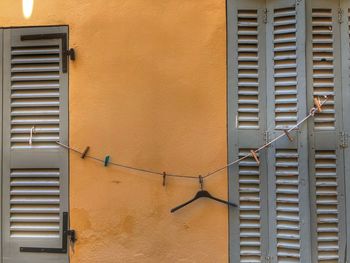 Closed shutter of building