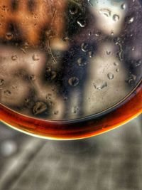 High angle view of wet glass