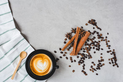 Directly above shot of coffee on table