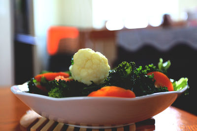 Close-up of salad in plate on table