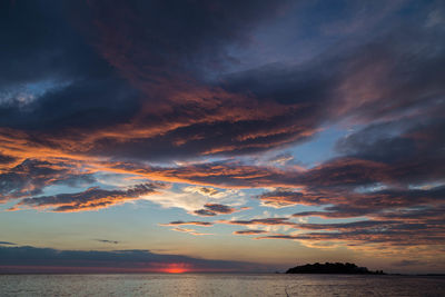 Scenic view of sea against sky at sunset