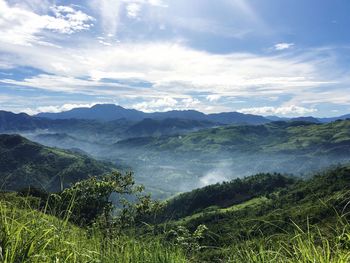 High angle view of landscape against cloudy sky