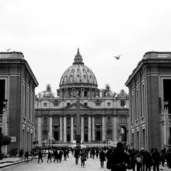 Group of people in front of building