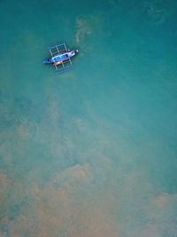 High angle view of ship in sea