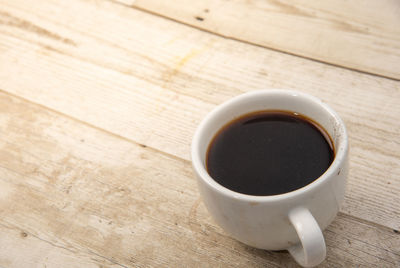 High angle view of coffee on table