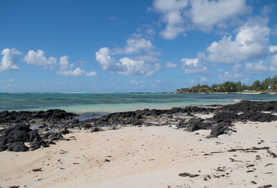 Scenic view of beach against sky