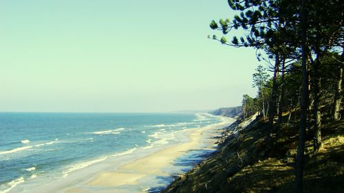 Scenic view of sea against clear sky