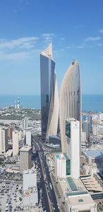 High angle view of buildings in city