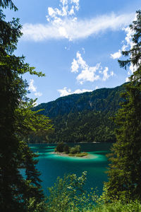 Scenic view of lake against sky