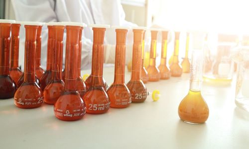 Close-up of bottles on table