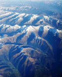 Aerial view of snowcapped mountains