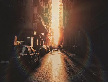 Panoramic view of city during sunset