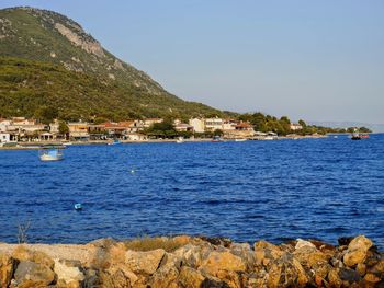 Scenic view of sea against clear sky