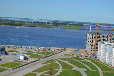 High angle view of beach against sky