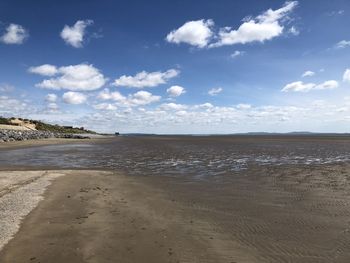 Scenic view of beach against sky