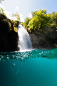 Close-up of water splashing in swimming pool