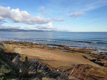 Scenic view of beach against sky