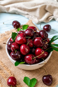 High angle view of fruits on table