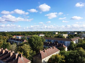 High angle view of townscape against sky
