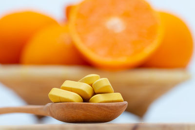 Close-up of orange on table