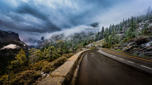 Road amidst trees against sky