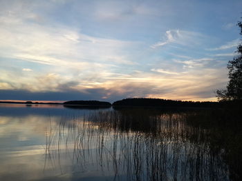 Scenic view of calm lake against sky