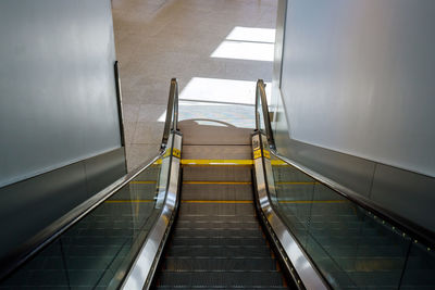 High angle view of escalator