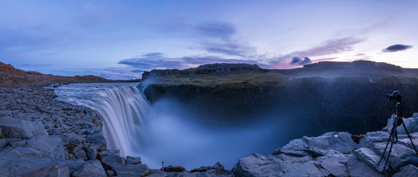 Dettifoss waterfall at sunset, iceland.