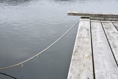 High angle view of wooden post in lake