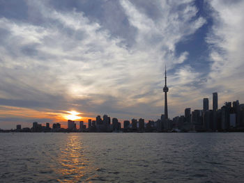 View of city at sunset