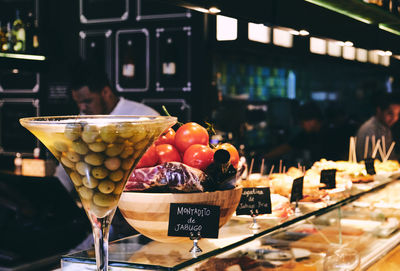 Close-up of food at tapas bar 