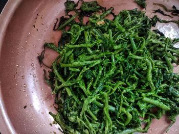 High angle view of chopped vegetables in bowl