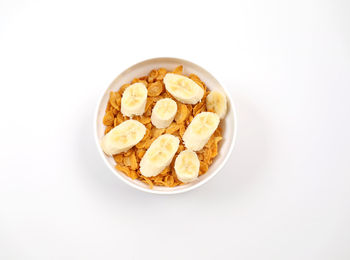 High angle view of breakfast on white background
