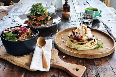 High angle view of food on table