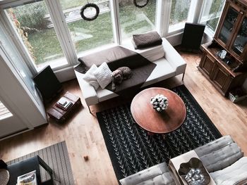 High angle view of living room