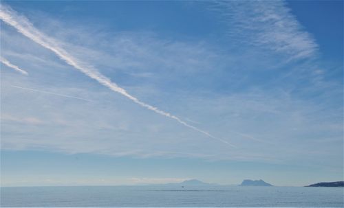 Scenic view of sea against blue sky